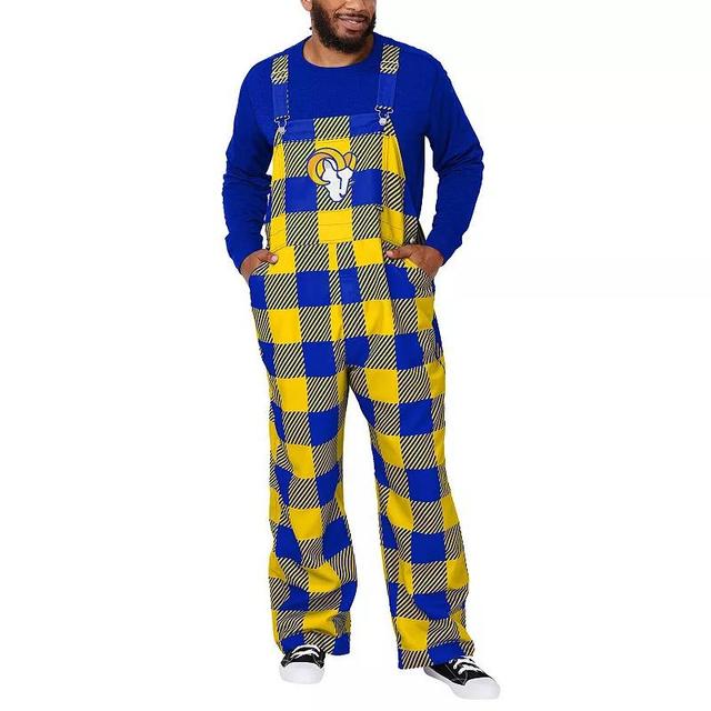 Mens FOCO Royal Los Angeles Rams Big Logo Plaid Overalls Product Image