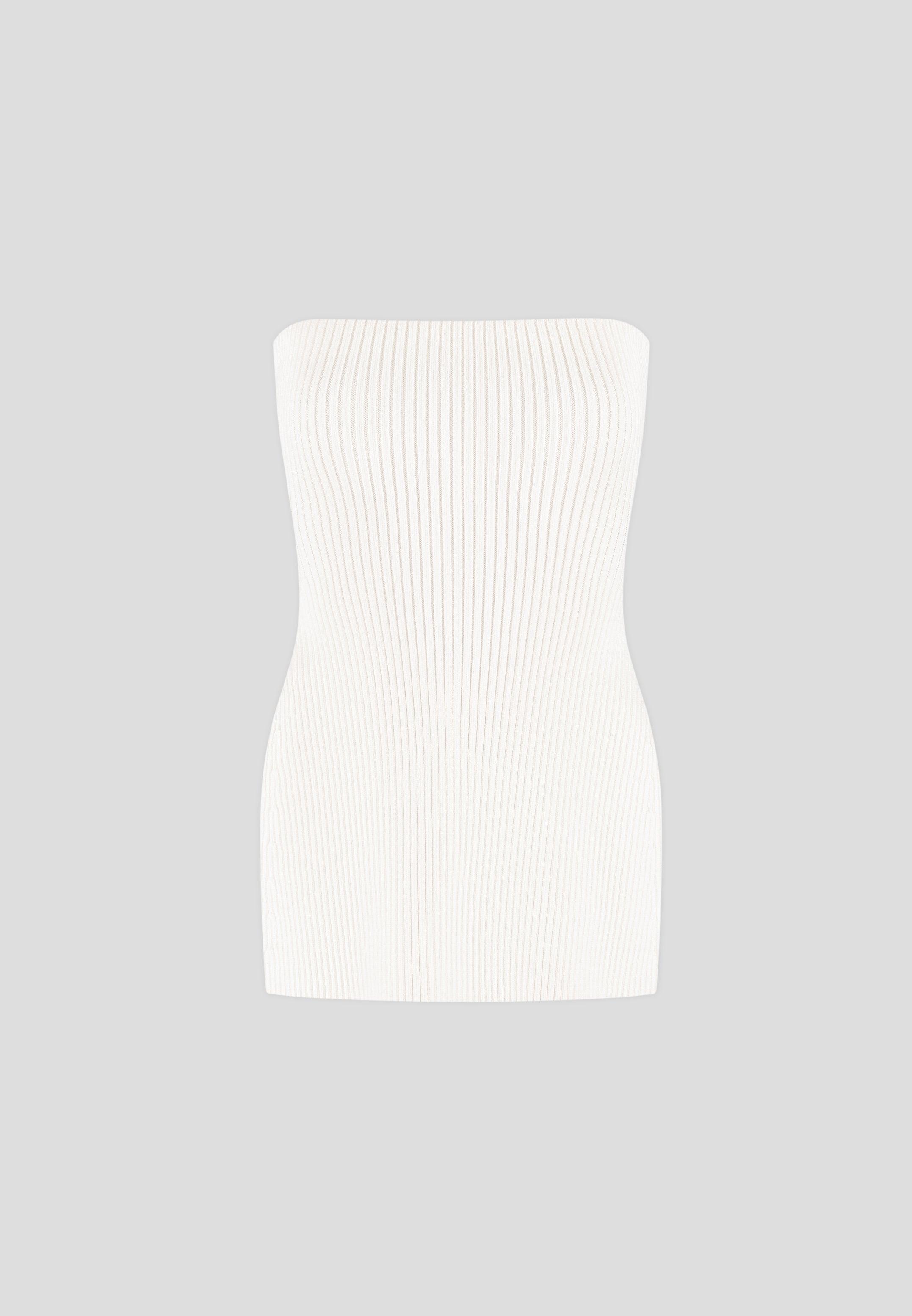 Rib Knit Longline Bandeau Top - Off White Female Product Image