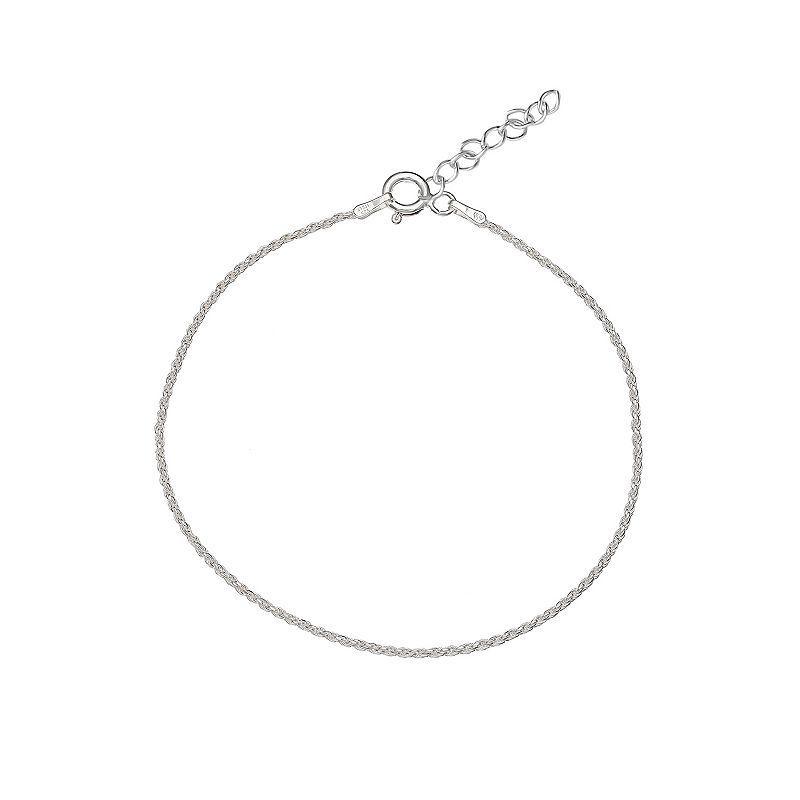 PRIMROSE Sterling Silver Rope Chain Anklet, Womens Product Image