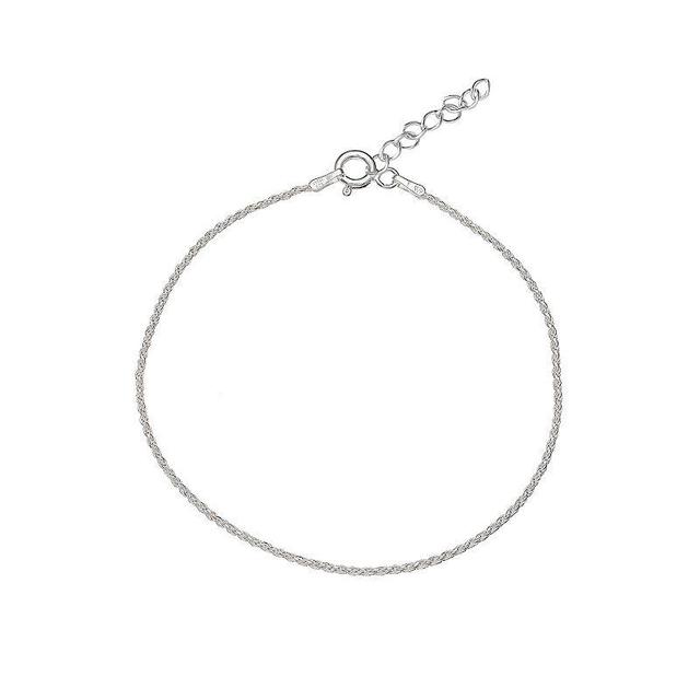 PRIMROSE Sterling Silver Rope Chain Anklet, Womens Grey Product Image