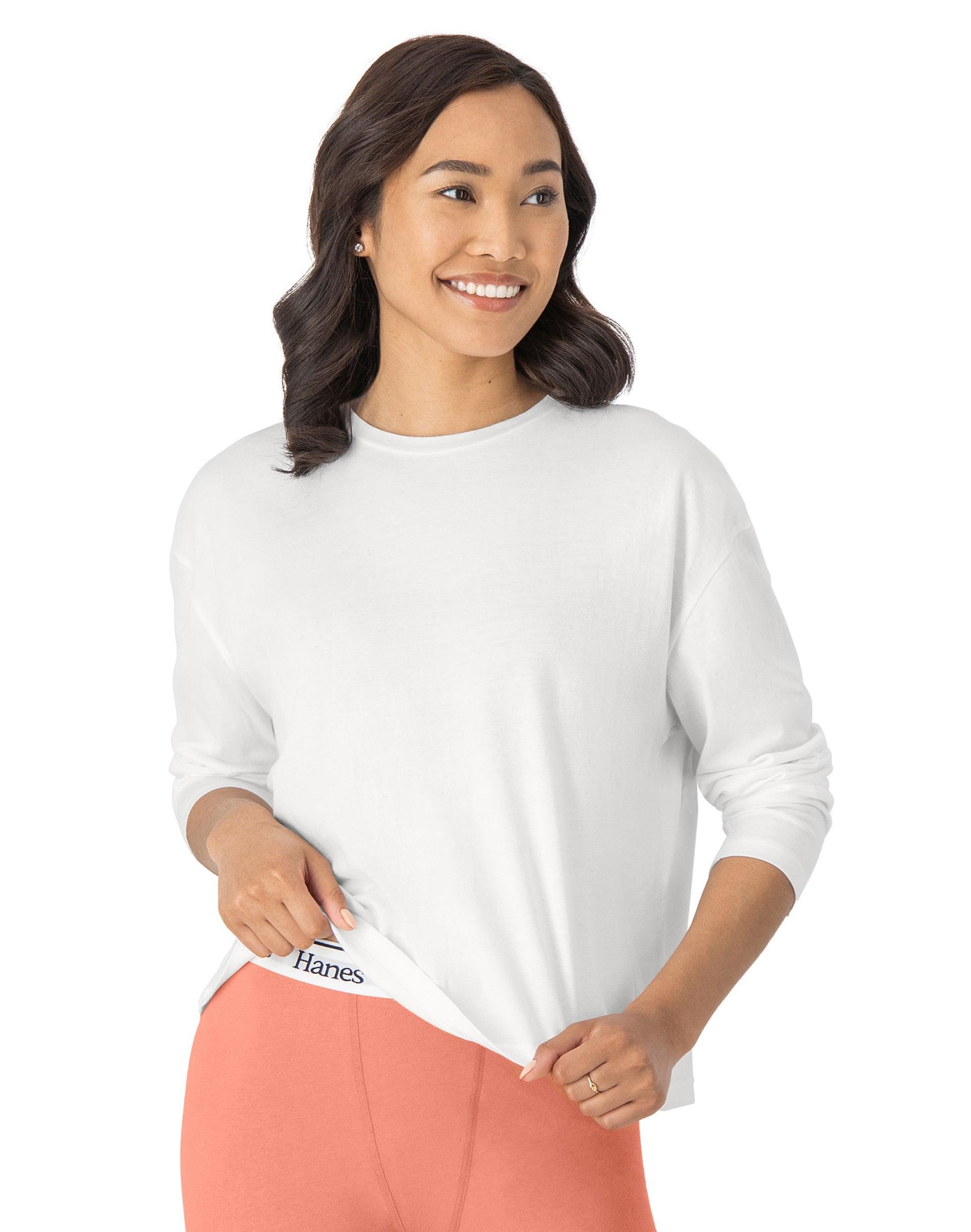 Hanes Originals Comfywear Womens Boxy Long Sleeve T-Shirt Product Image