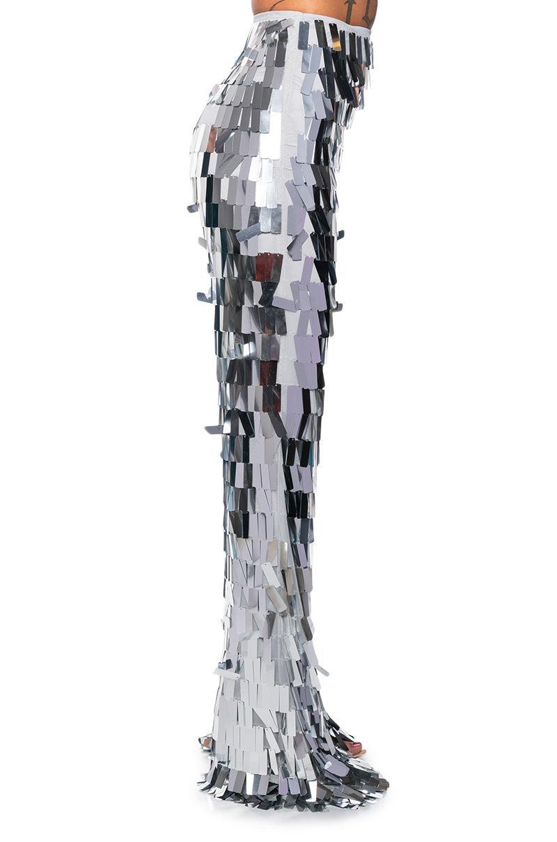 VAL STRETCH SEQUIN PANT IN SILVER Product Image