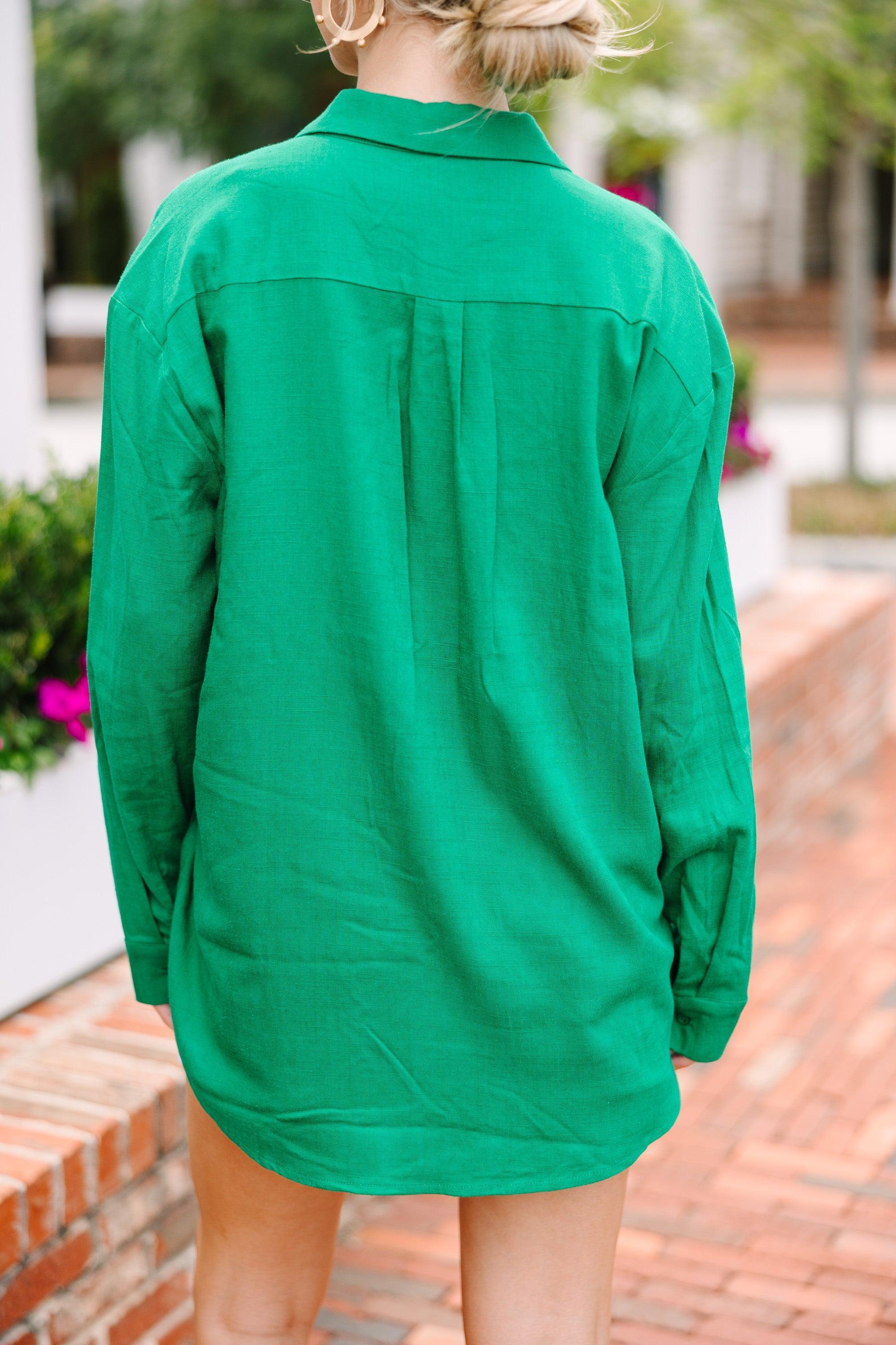 Check You Out Green Button Down Top Female Product Image