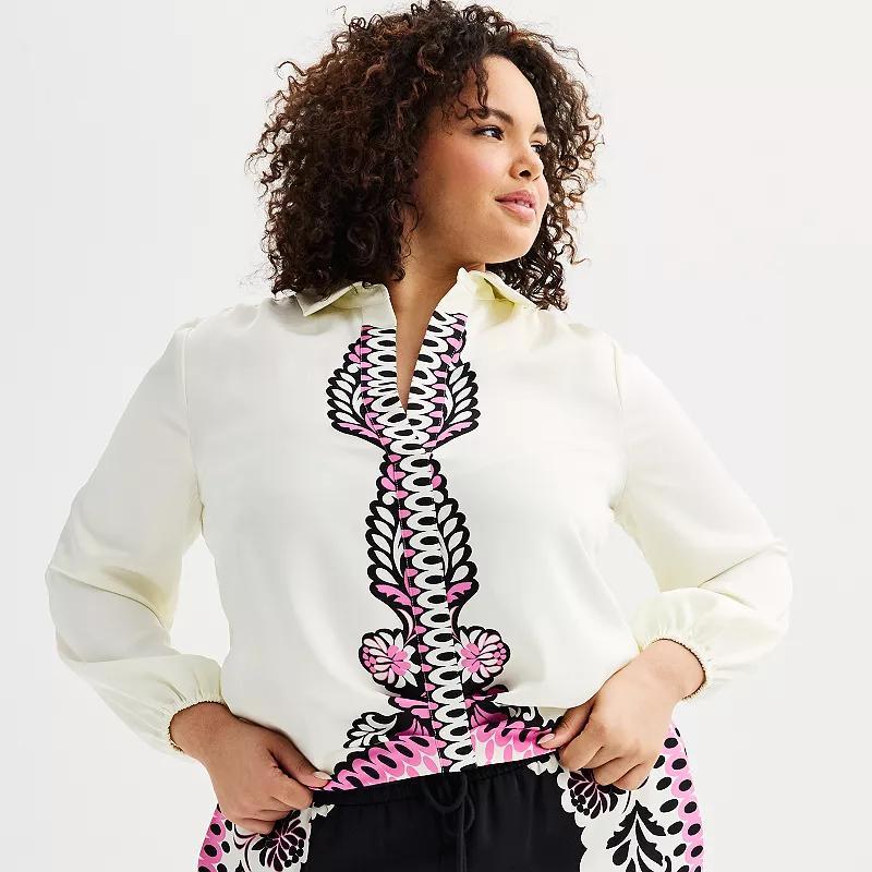 Plus Size INTEMPO Twist Front Shirt, Womens Product Image