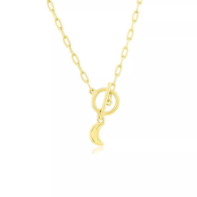 Argento Bella Crescent Moon Paper Clip Chain Toggle Necklace, Womens Gold Tone Product Image