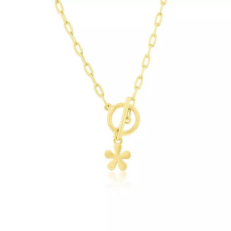 Argento Bella Flower Paper Clip Chain Toggle Necklace, Womens Gold Tone Product Image