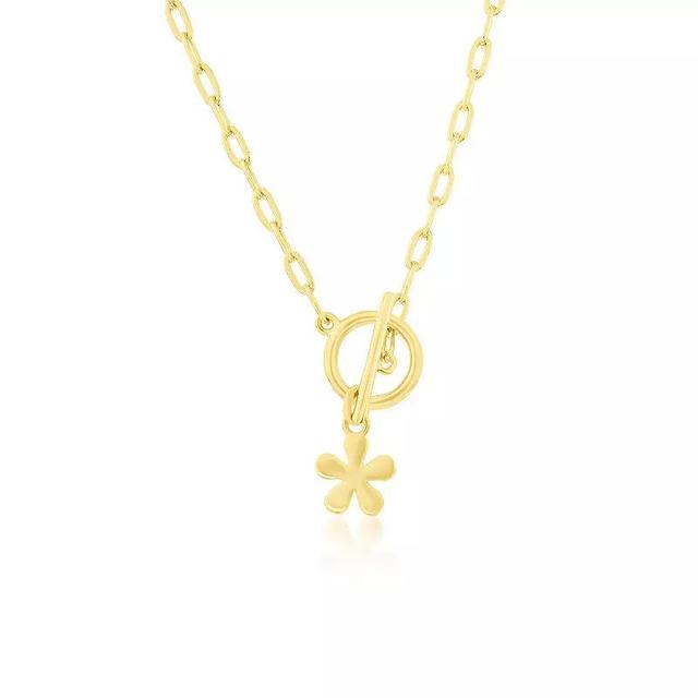 Argento Bella Flower Paper Clip Chain Toggle Necklace, Womens Gold Tone Product Image