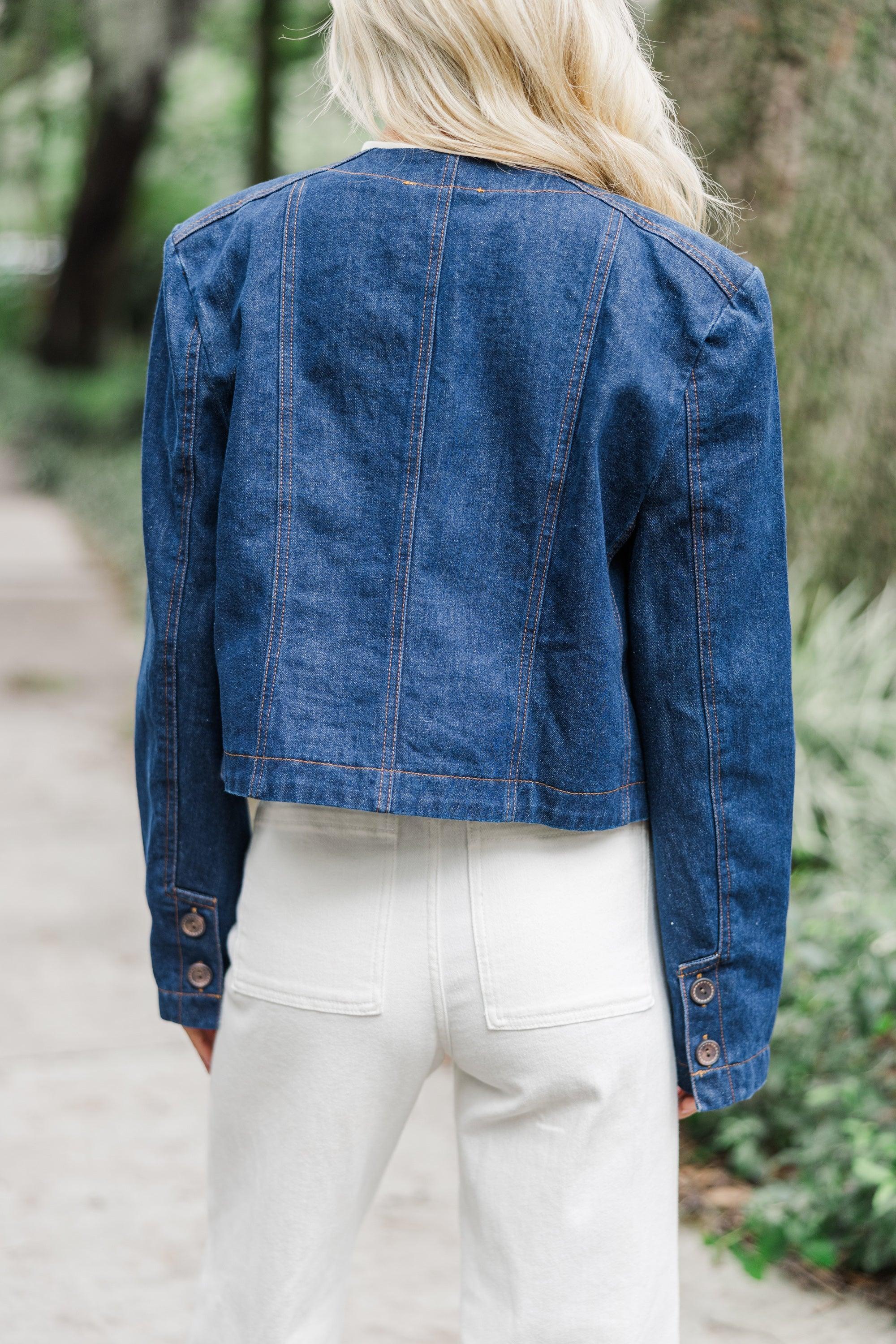 Talk About It Blue Denim Jacket Female Product Image