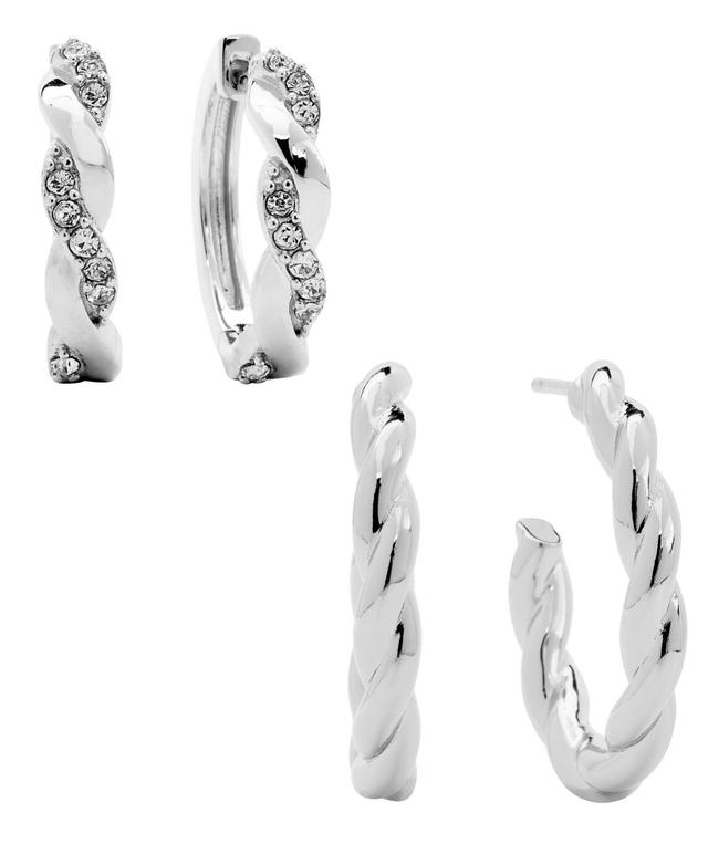 Womens Crystal Twist Hoop Earrings Set, 4 Pieces Product Image