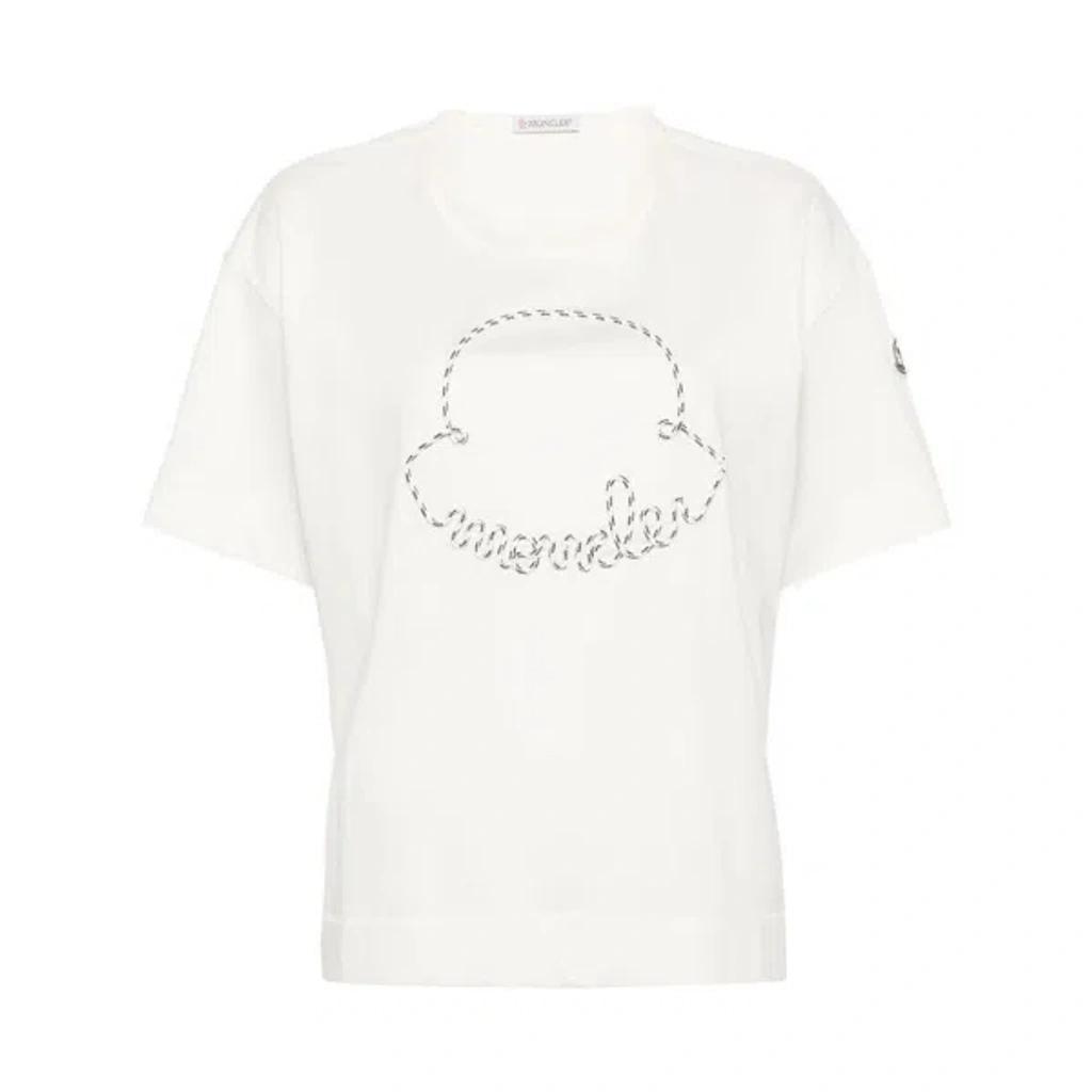 MONCLER Logo-appliqué Cotton T-shirt In Neutrals Product Image