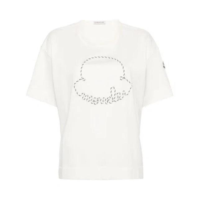 MONCLER Logo-appliqué Cotton T-shirt In Neutrals Product Image