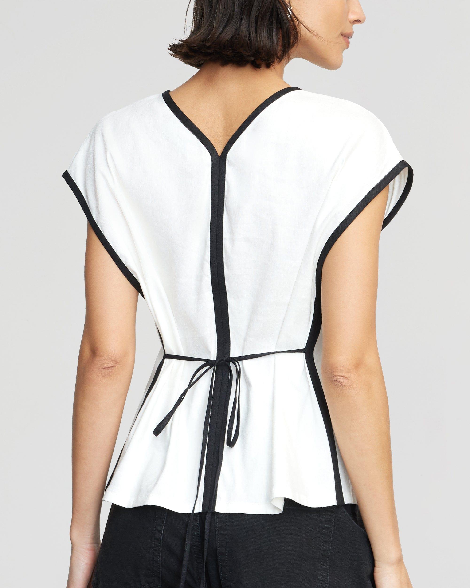 Basna Contrast-Trim Linen Blouse Product Image