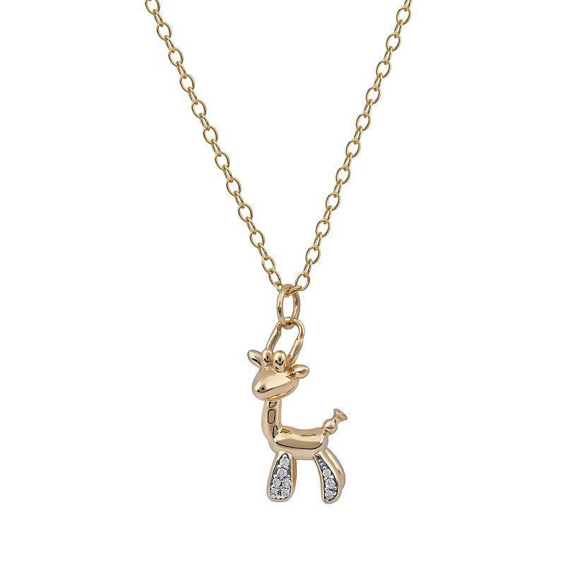 DeCouer 1/10 Carat T.W. Diamond Giraffe Balloon Animal Pendant Necklace, Womens Gold Tone Product Image