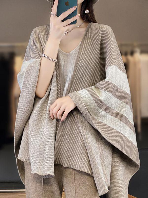 Contrast Color Striped Cape Shawl&Scarf product image