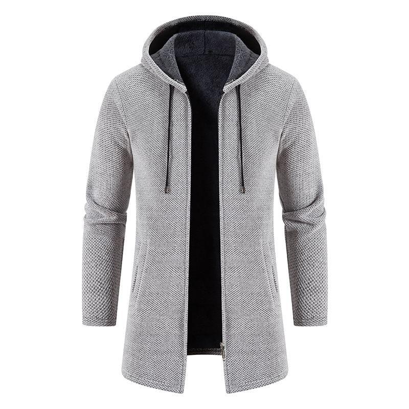 Hooded Knit Zip-Up Jacket Product Image