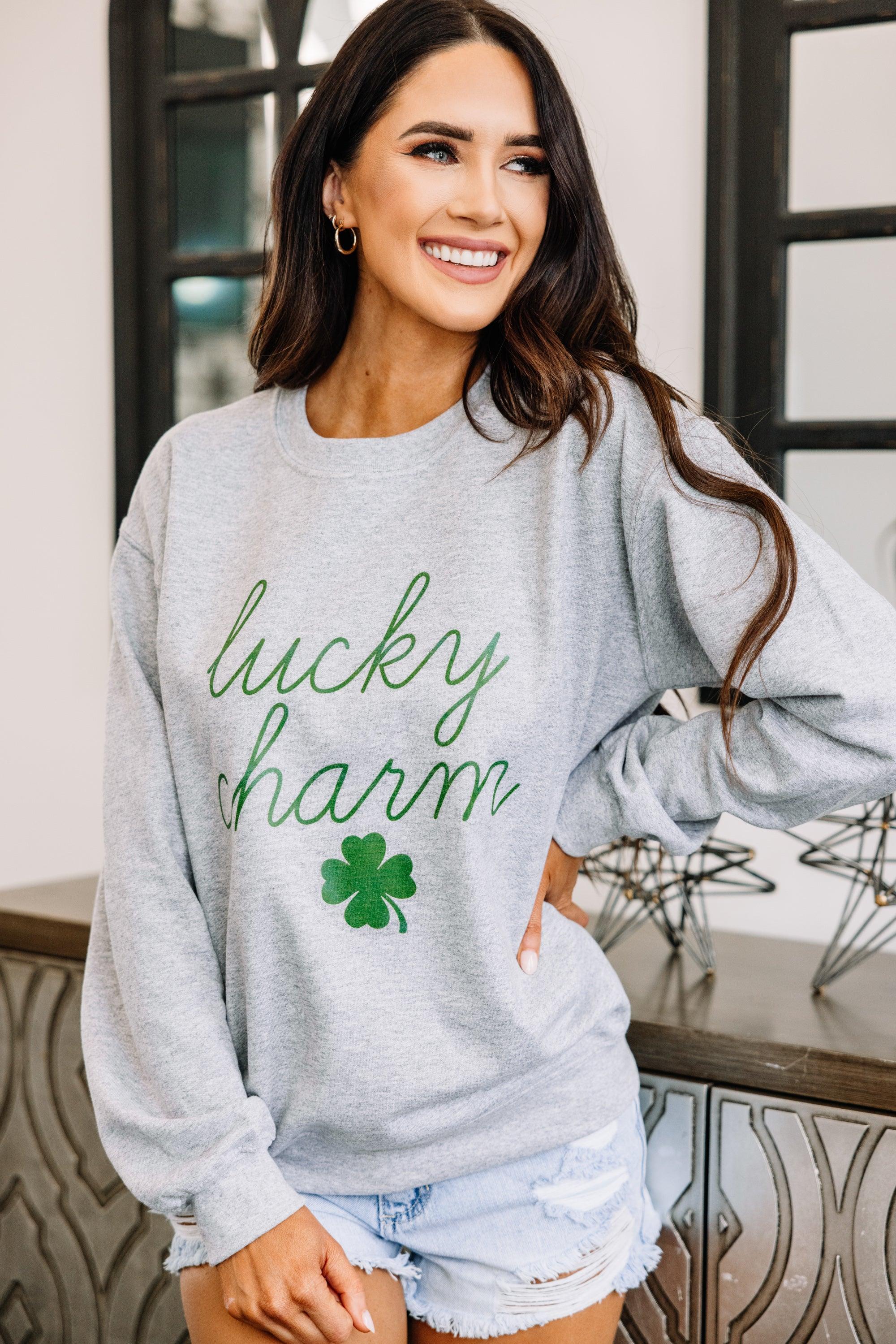 Lucky Charm Sport Gray Graphic Sweatshirt Female Product Image