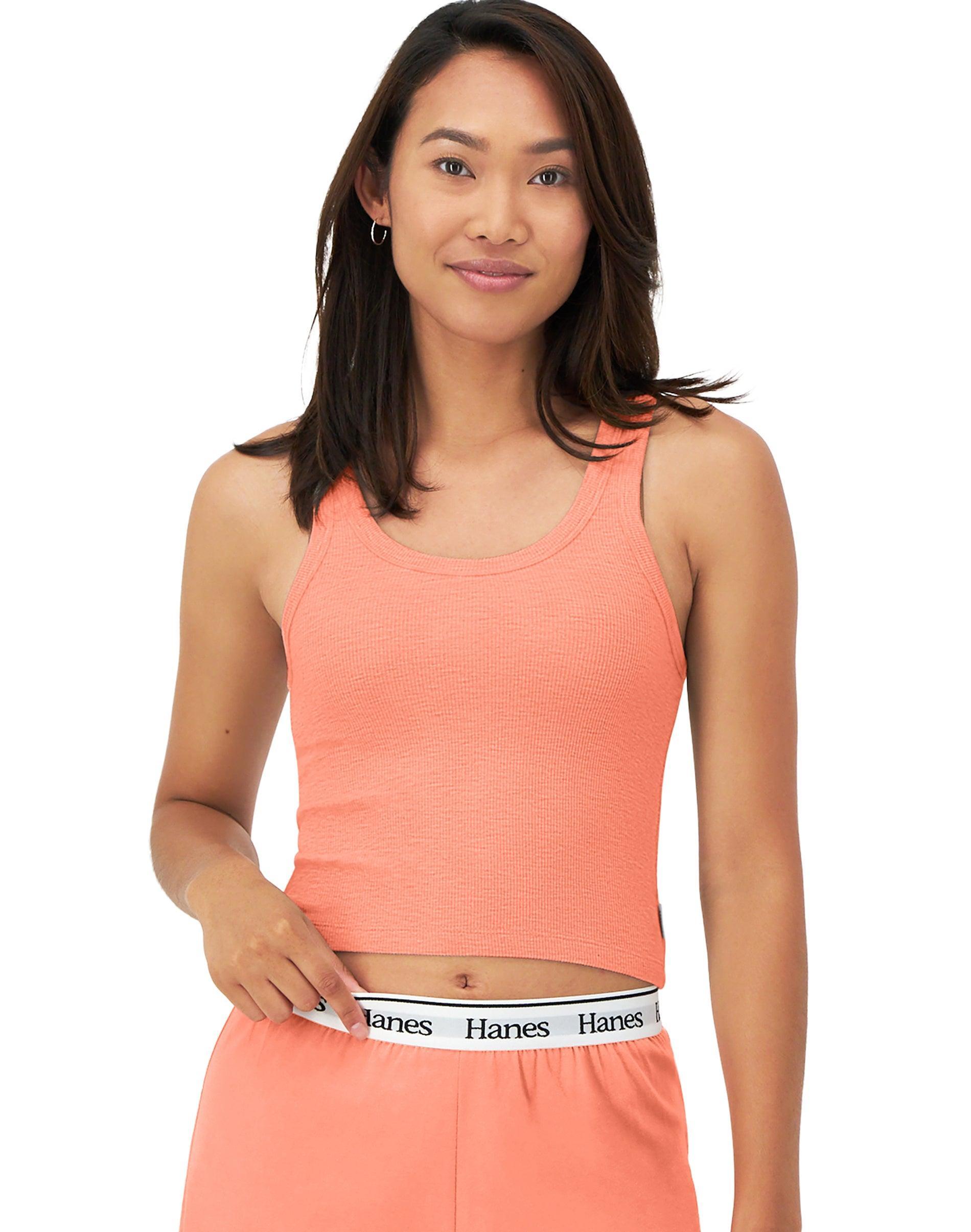 Hanes Originals Comfywear Womens Rib Crop Tank Black XS Product Image