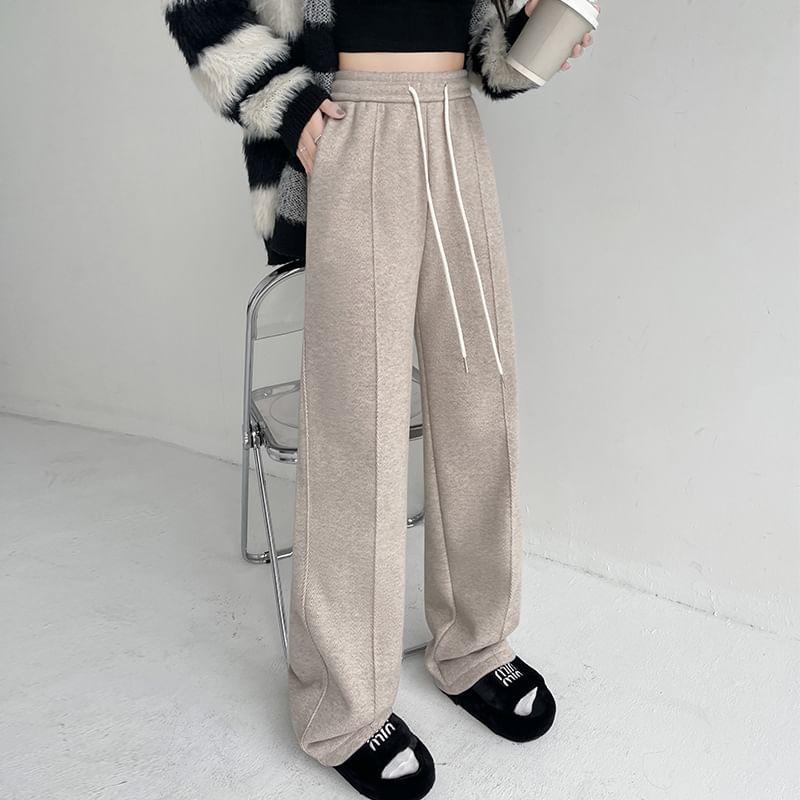 High Waist Plain Wide Leg Pants Product Image