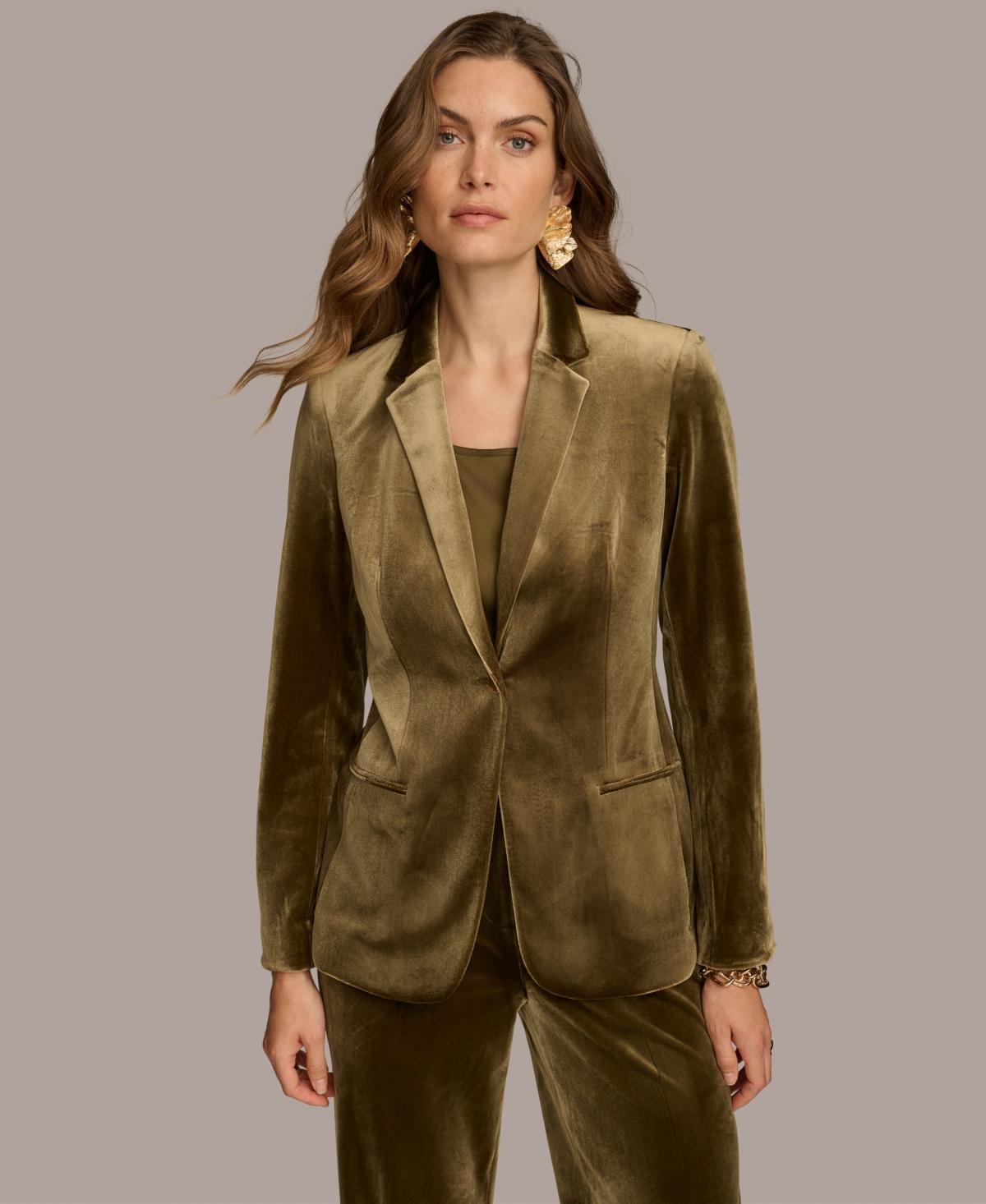 Donna Karan New York Womens Velvet One-Button Blazer Product Image