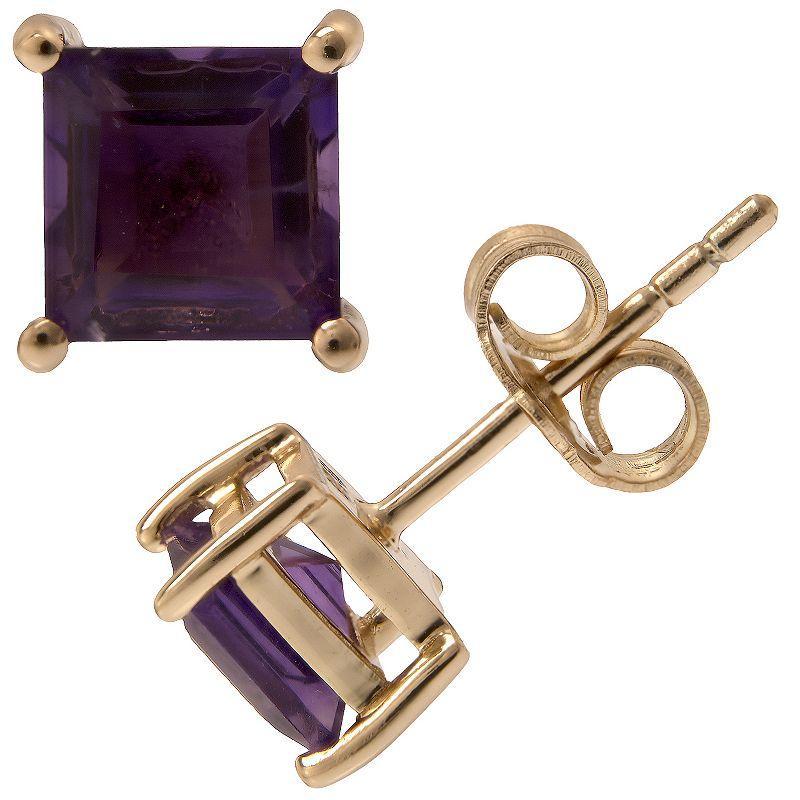 Gemistry 14k Gold Amethyst Stud Earrings, Womens Product Image