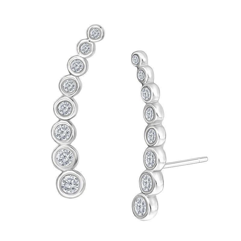 10k White Gold 3/8 Carat T.W. Diamond Journey Stud Earrings, Womens Product Image