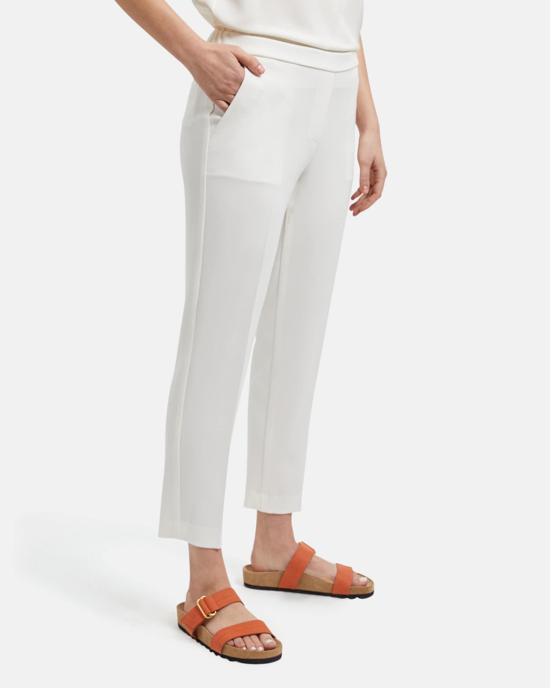 Slim Cropped Pull-On Pant in Crepe Product Image