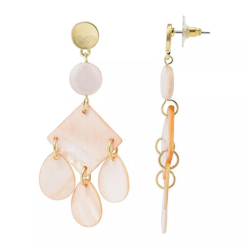 Sonoma Goods For Life Gold Tone White Rhombus Teardrops Drop Earrings, Womens, Orange Product Image