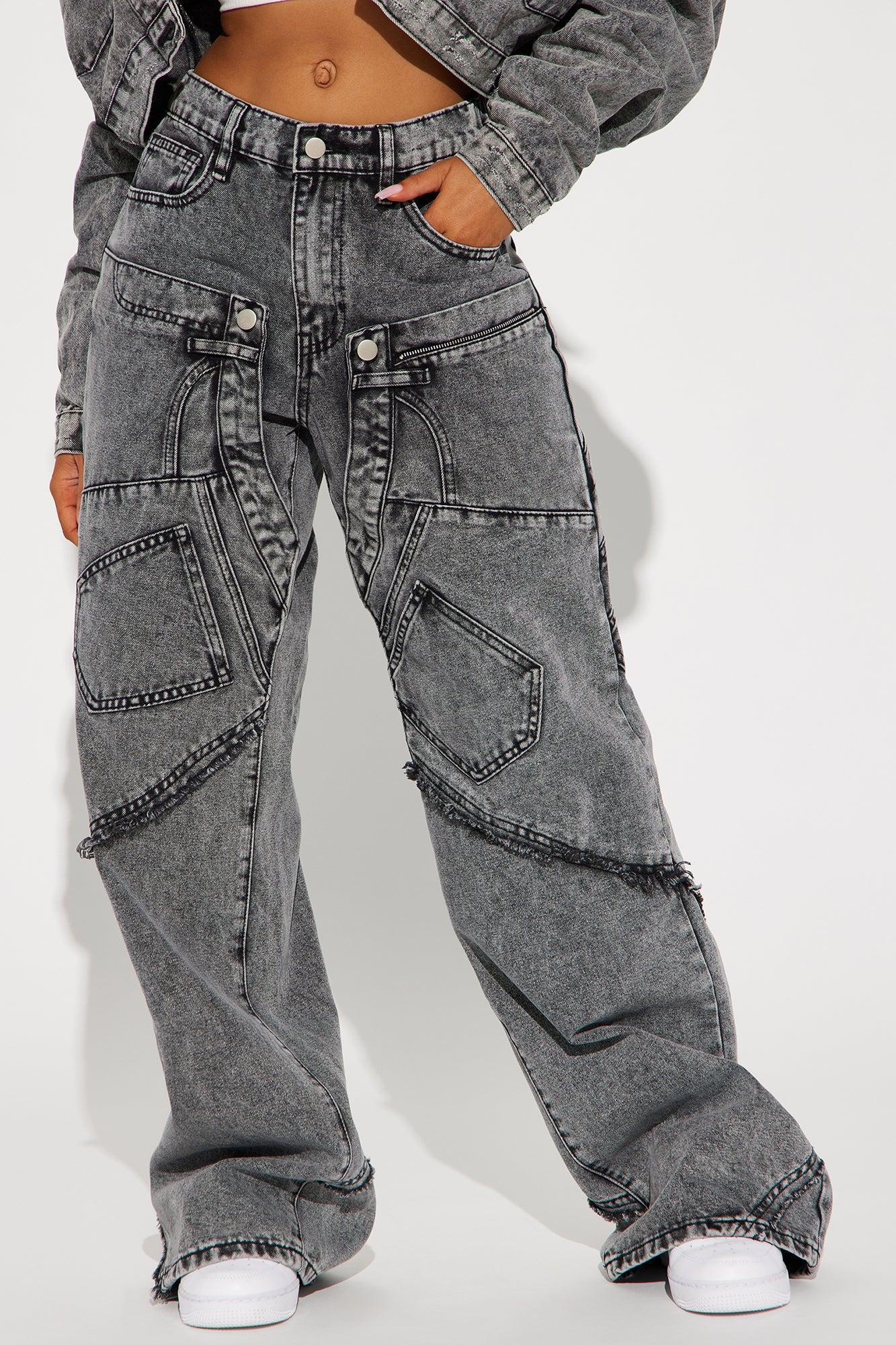 Taking A Chance Easy Waist Wide Leg Jeans - Acid Wash Black Product Image