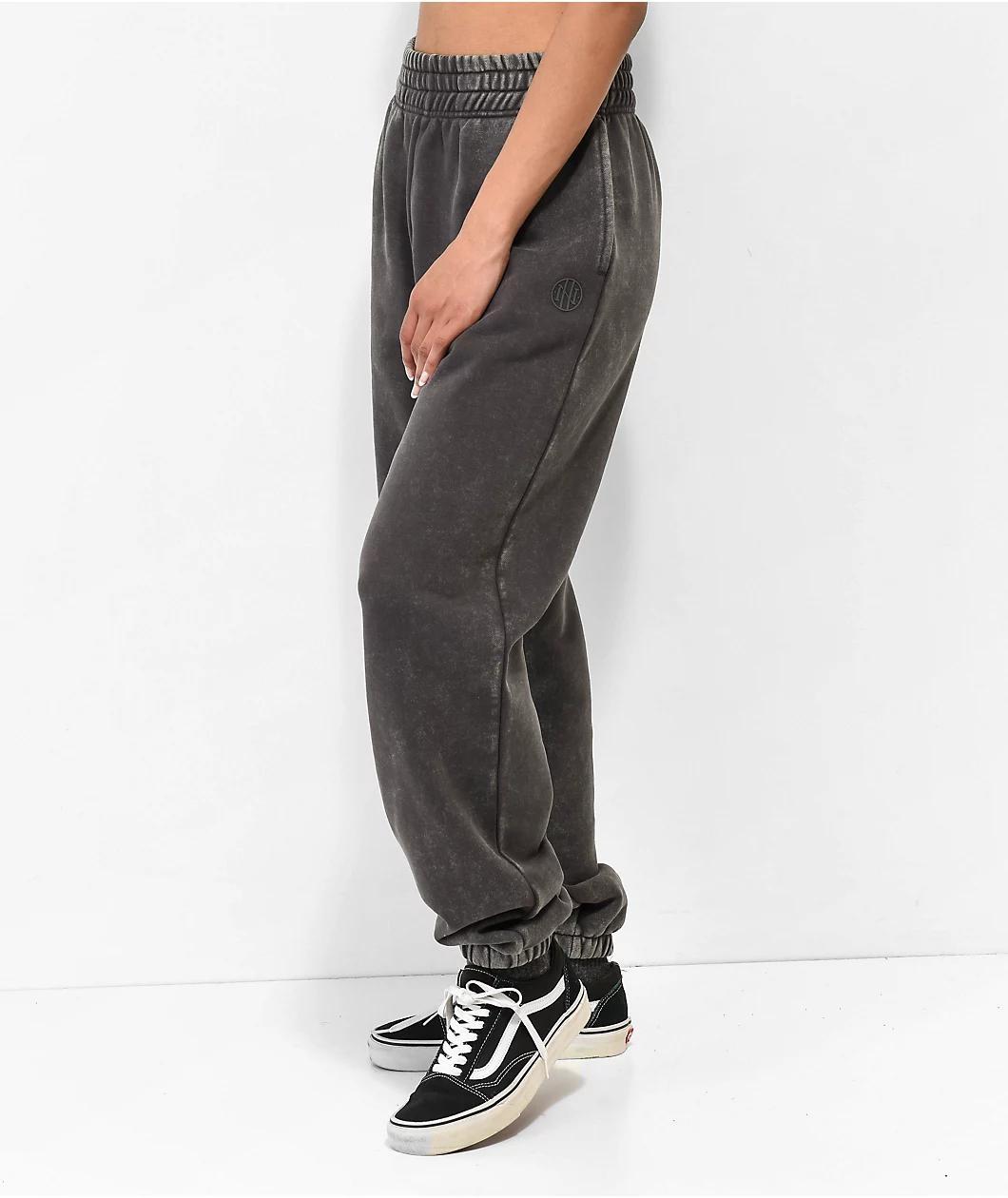 Ninth Hall Fundamentals Sibyl Black Mineral Wash Relaxed Sweatpants Product Image