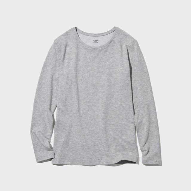 UNIQLO US Women's Heattech Cotton Crew Neck Long-Sleeve T-Shirt (Extra Warm) with Moisture-Wicking Gray XS UNIQLO US  XS  female Product Image