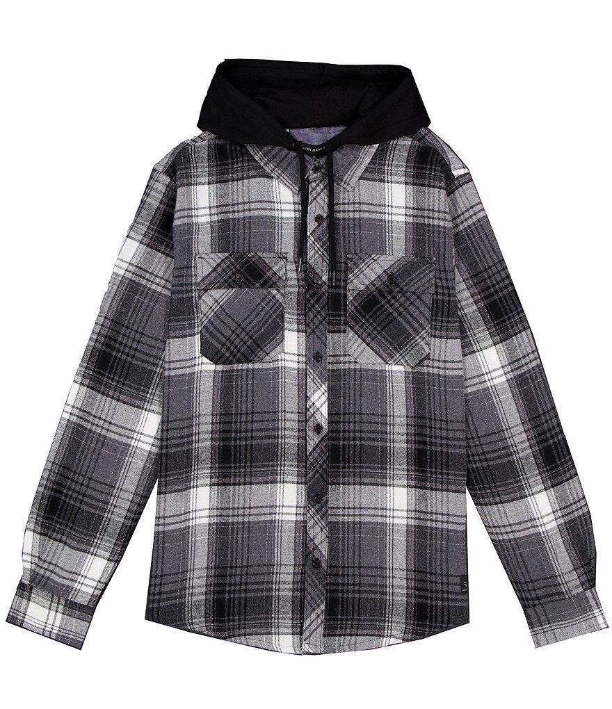 Silver Jeans Co. Long Sleeve Plaid Flannel Hoodie Product Image