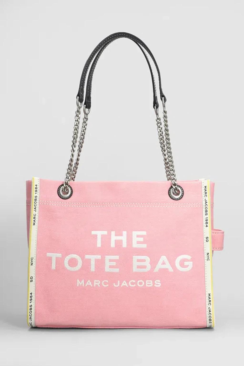 The Medium Tote Tote In Rose-pink Cotton In Ribbon Pink Product Image