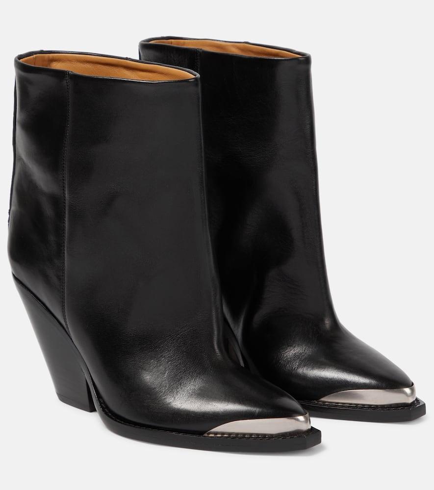 ISABEL MARANT Ladel Leather Metal-toe Booties In Black Product Image