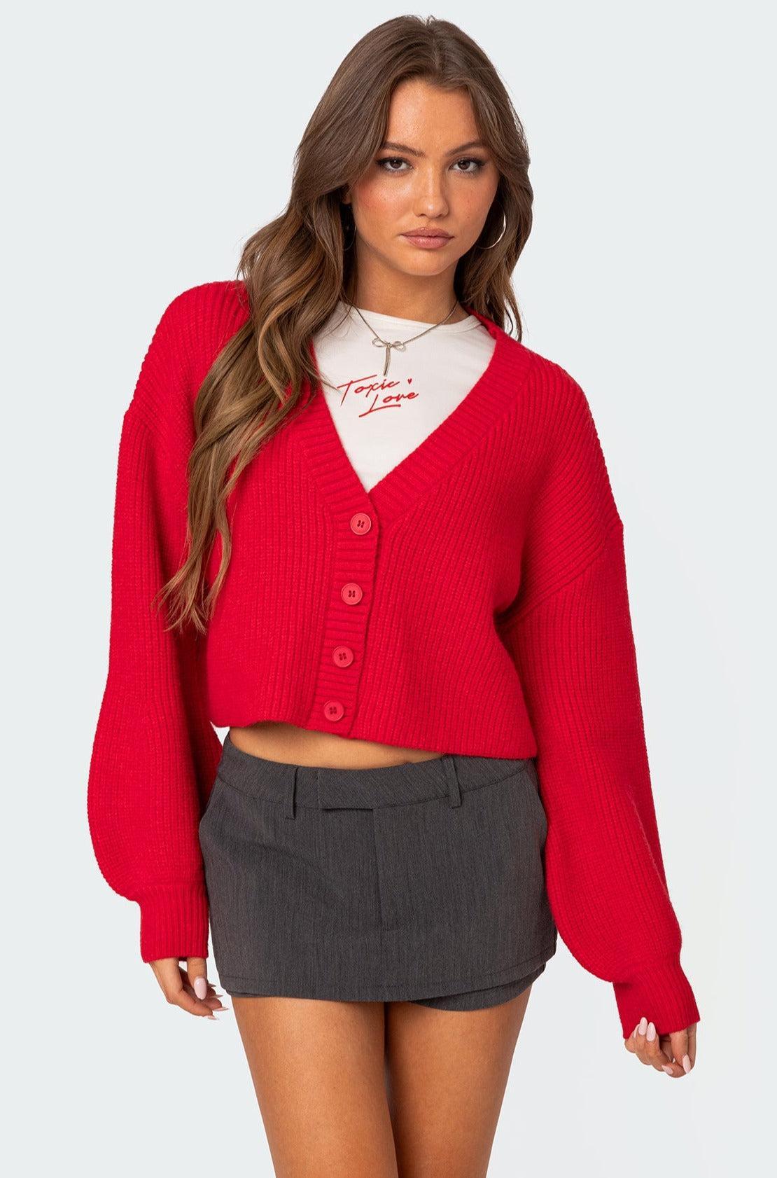 Sabrina Chunky Knit Cropped Cardigan Product Image