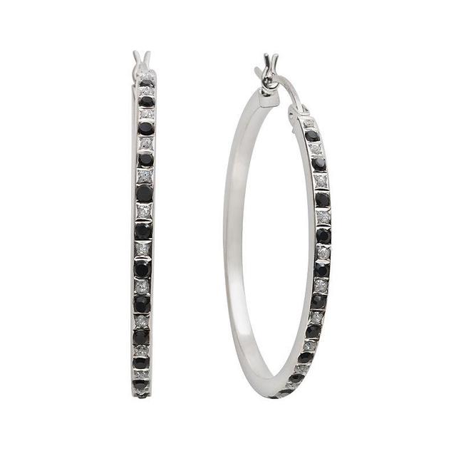 Diamond Mystique Sterling Silver Diamond Accent Round Hoop Earrings, Womens Product Image