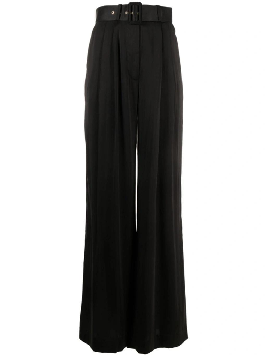 Tuck Silk Trousers In Black Product Image