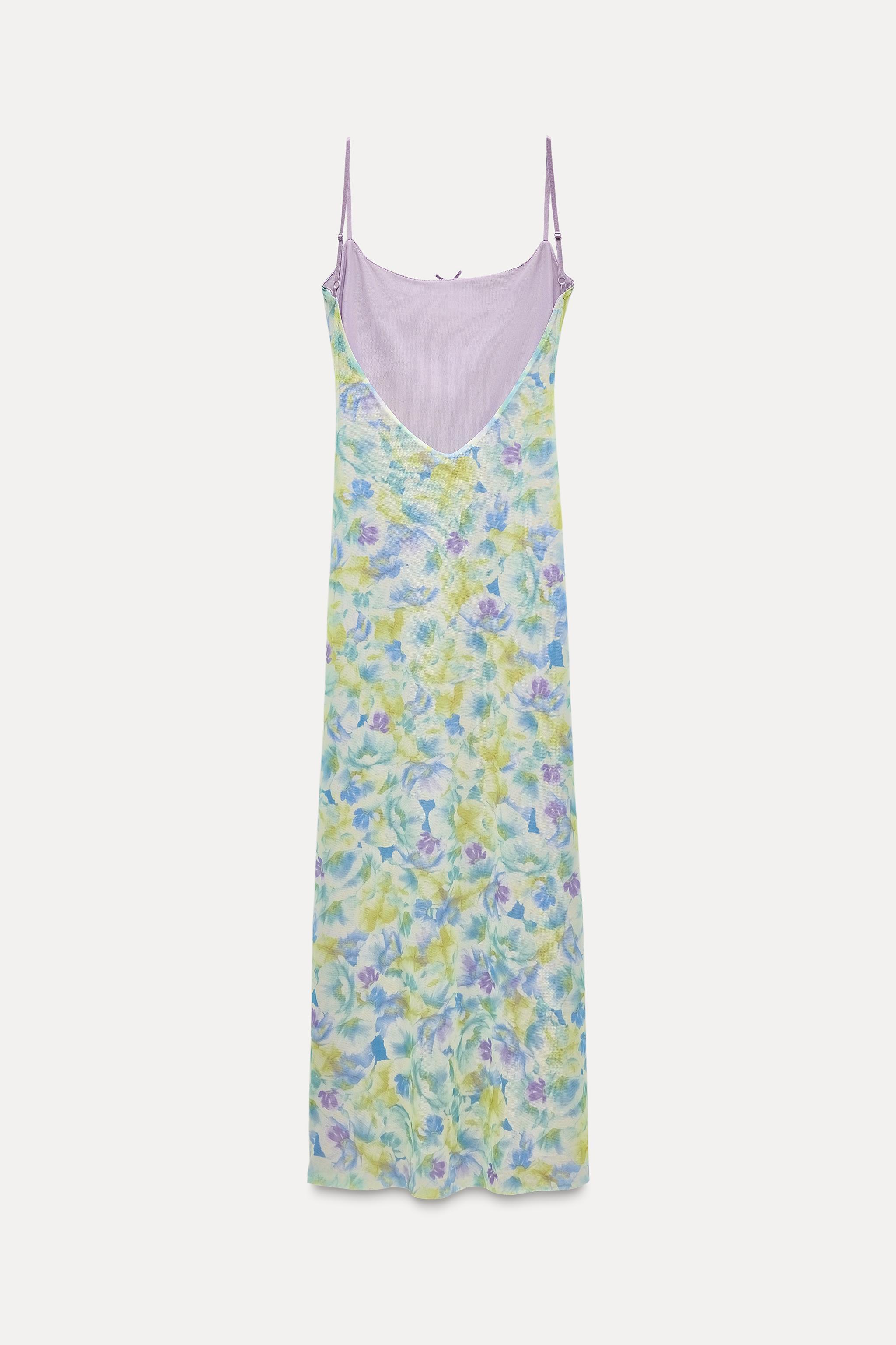 PRINTED TULLE MIDI DRESS WITH BOW Product Image