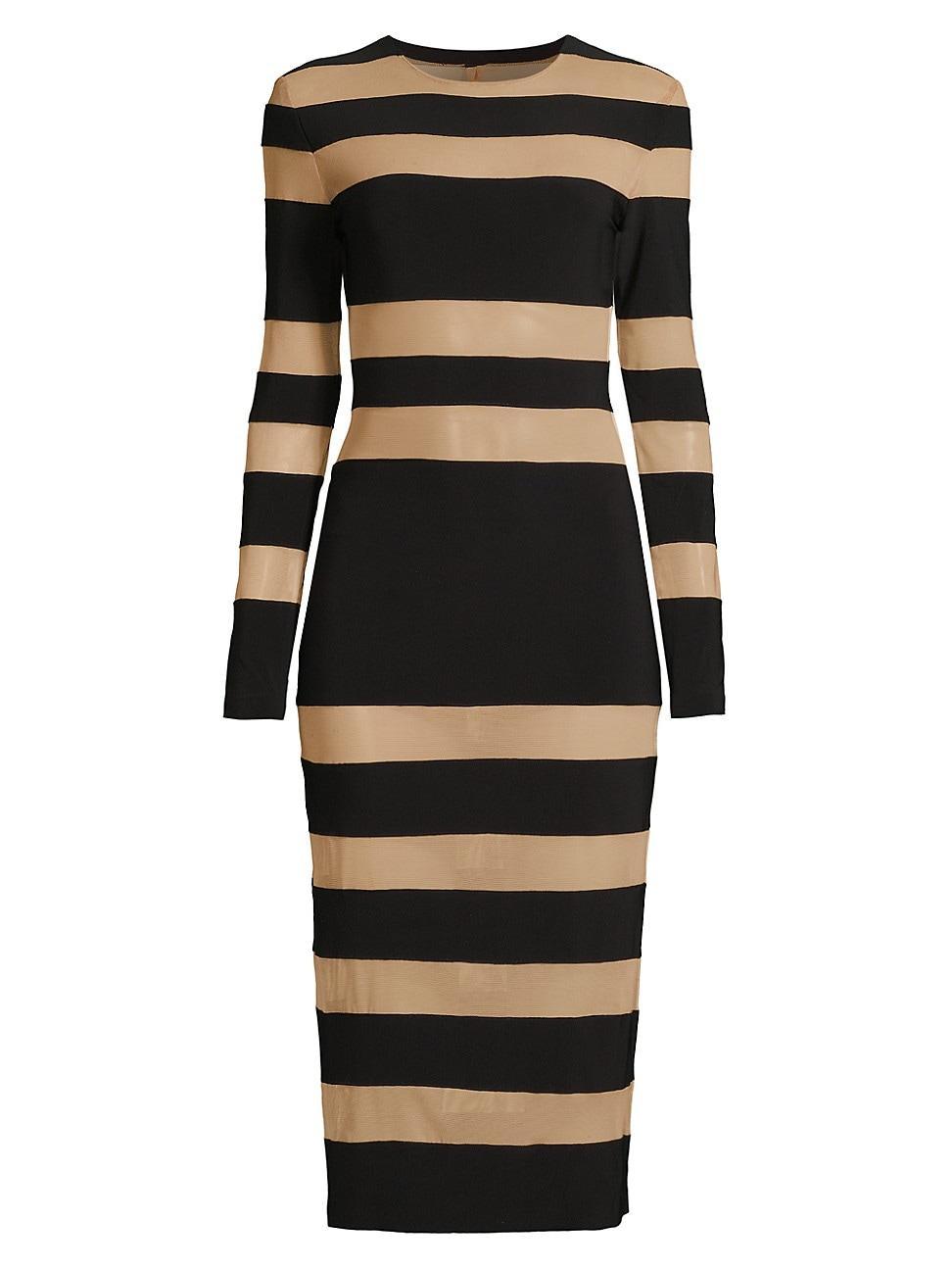 Womens Semi-Sheer Striped Midi-Dress product image