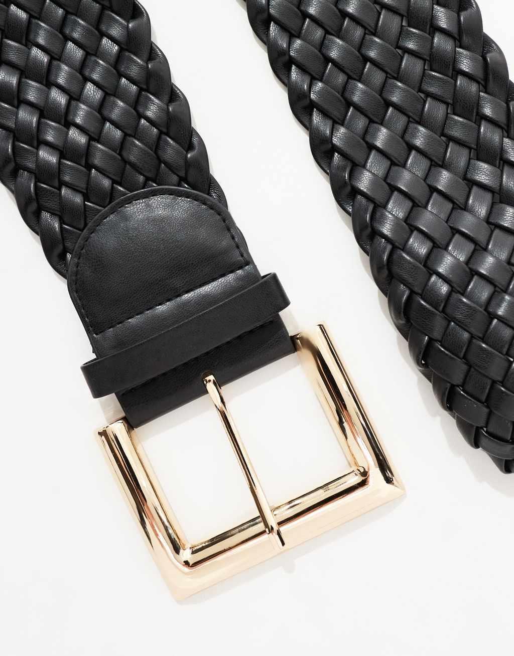 Glamorous woven texture chunky belt in black  Product Image