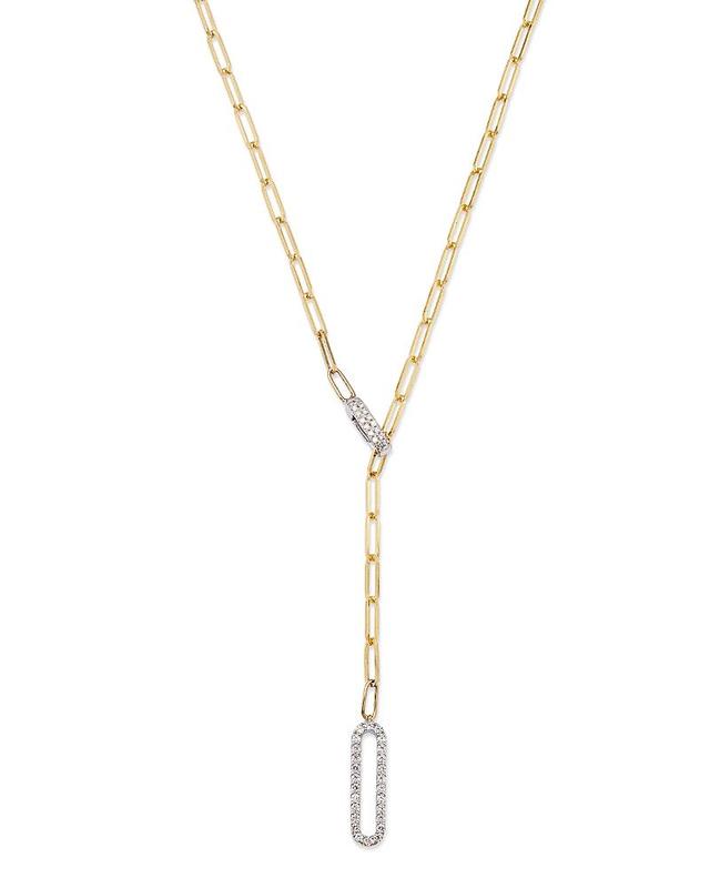 Bloomingdale's Diamond Paperclip Lariat Necklace in 14K Yellow Gold, 0.30 ct. t.w. - 100% Exclusive - Female Product Image