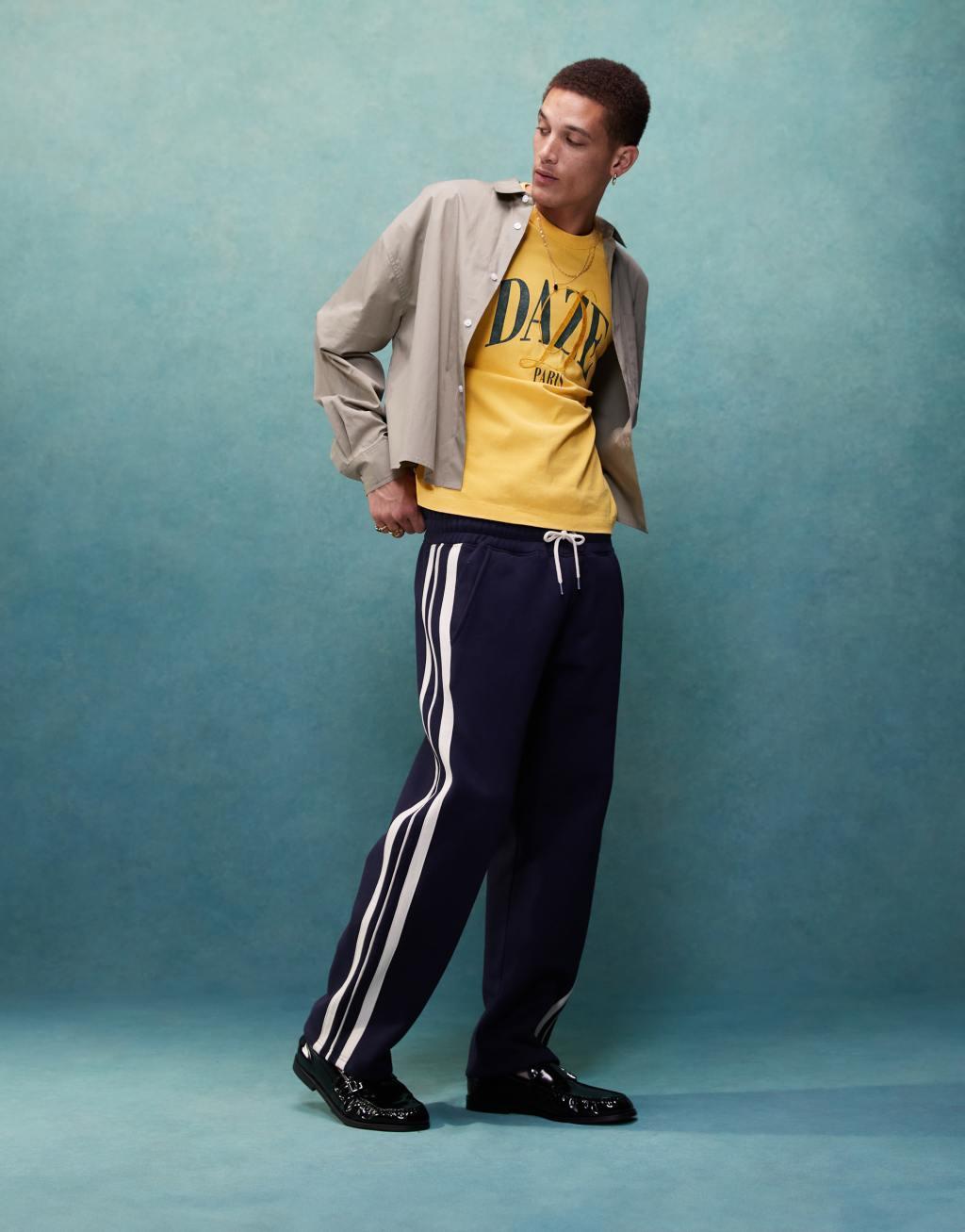 Alma de Ace sweatpants with contrast piping in navy - part of a set Product Image