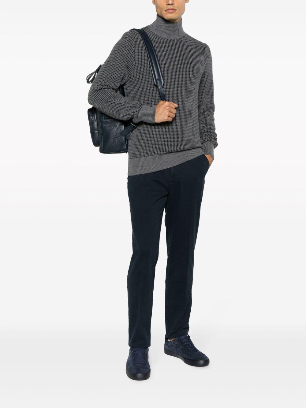 HUGO BOSS Tapered Cotton Trousers In Dark Blue Product Image