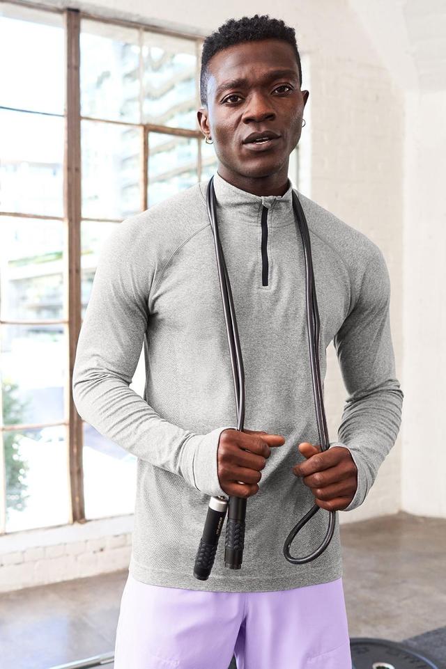 Fabletics Men The Training Day 1/4 Zip male Mid Grey Htr Size XL Product Image