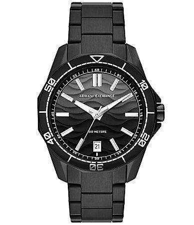 Armani Exchange Mens Spencer Three-Hand Date Black Stainless Steel Bracelet Watch Product Image