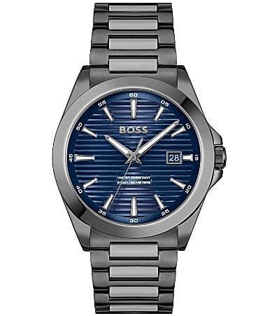 Hugo Boss Mens Strike Quartz Analog Grey Tone Stainless Steel Bracelet Watch Product Image