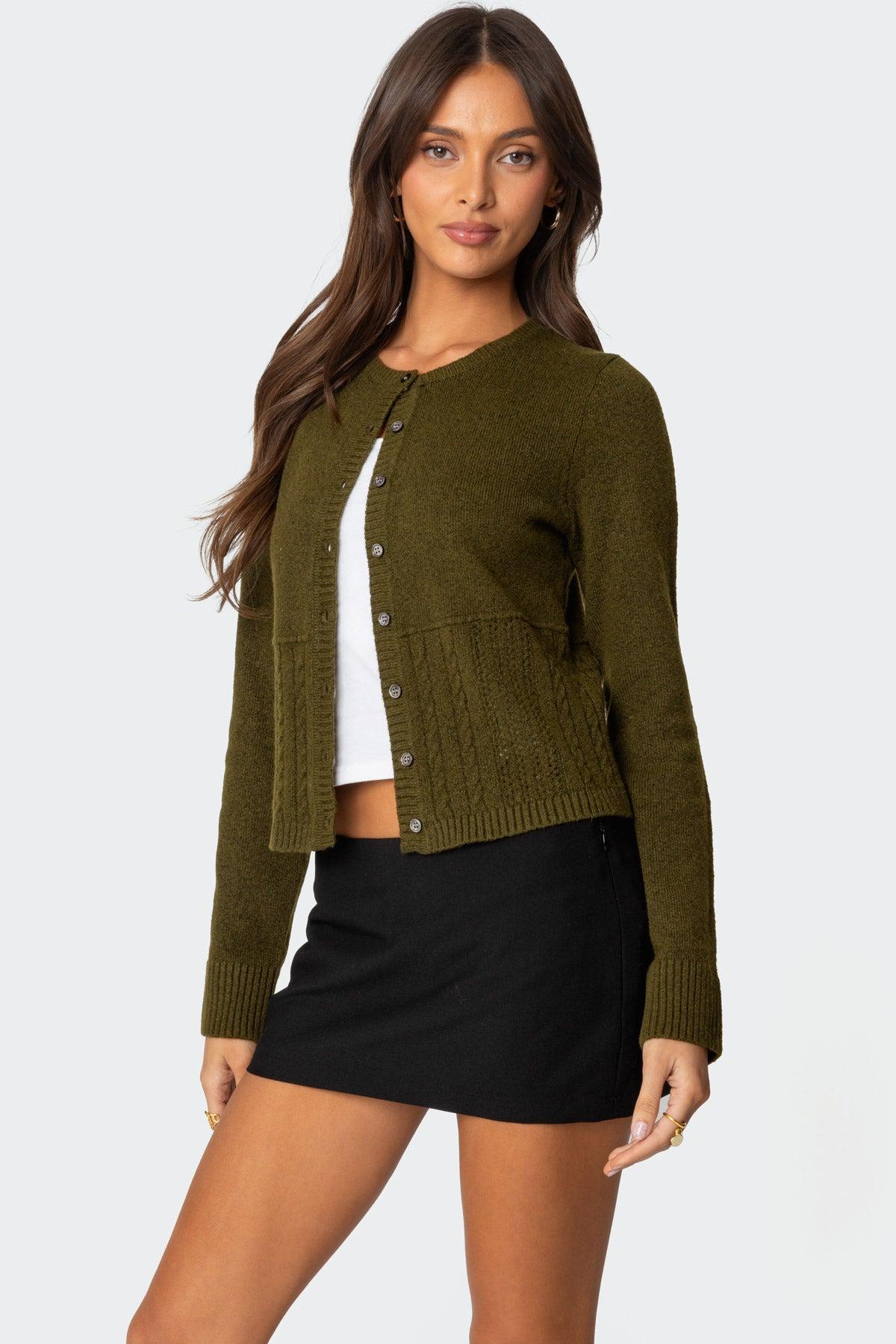 Half Cable Knit Cardigan Product Image