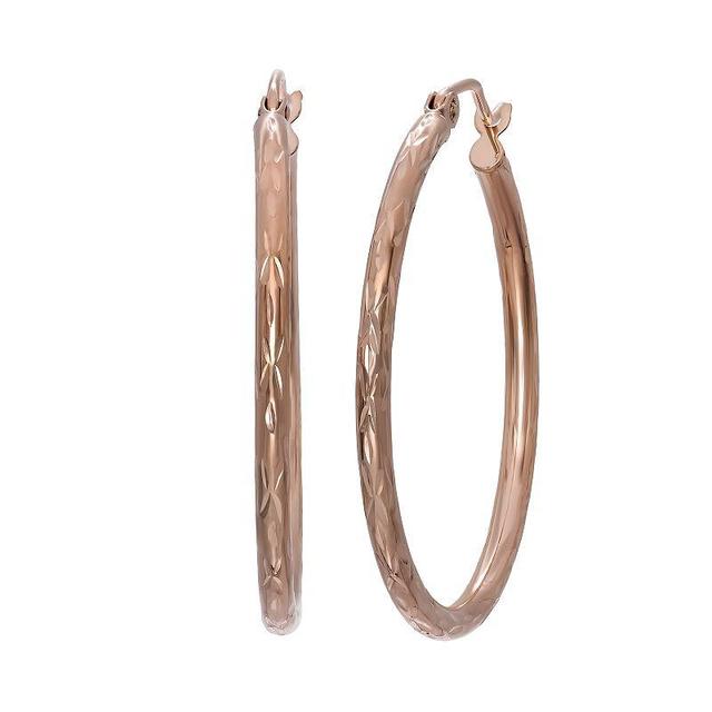 Jordan Blue 14k Rose Gold Textured Hoop Earrings, Womens Product Image