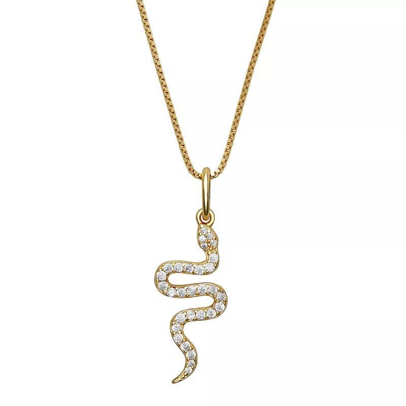 PRIMROSE Sterling Silver Cubic Zirconia Snake Pendant Necklace, Womens Yellow Product Image