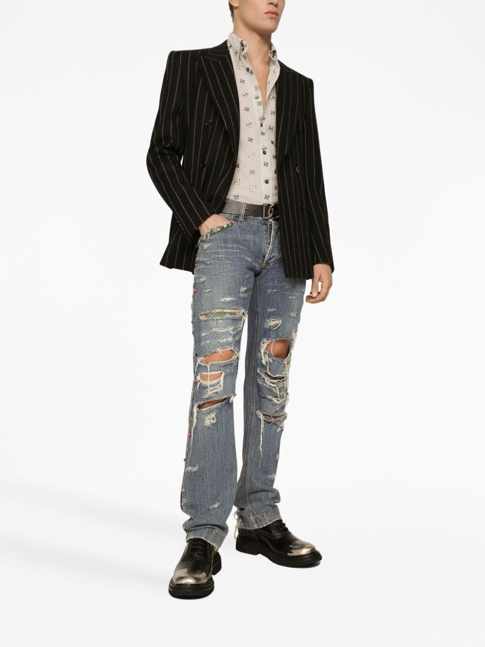 Pinstripe Double-breasted Blazer In Multicolor Product Image