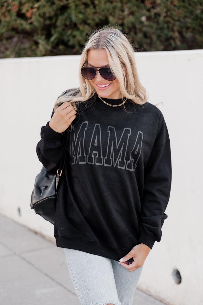 Mama Grey Block Black Oversized Graphic Sweatshirt Product Image